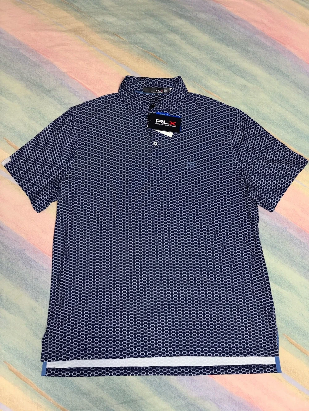 RLX Ralph Lauren Golf Wicking Performance Polo Shirt Navy Blue Men's size L NWT